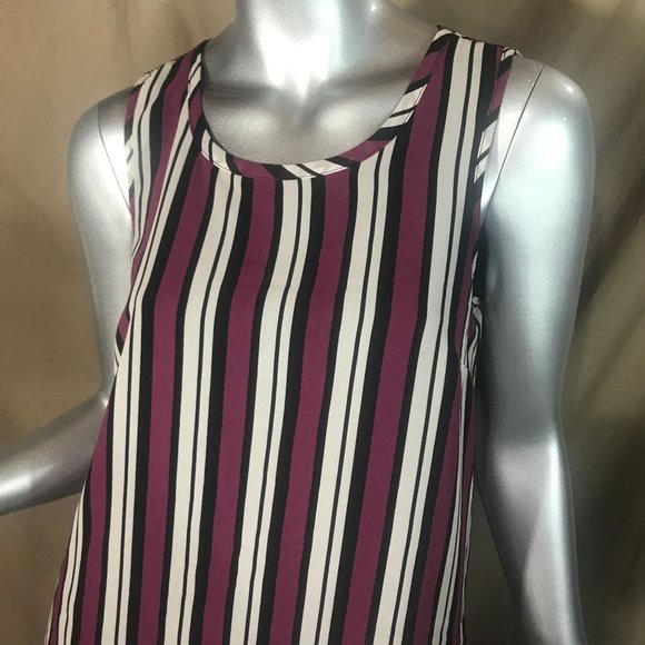 Michael Kors Small Sleeveless Tank Blouse Layered Striped Top - Picture 2 of 11